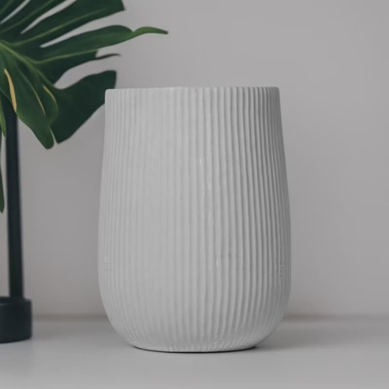 琴葉榕水泥盆栽 大盆栽 直條紋岩灰圓盆 落地盆栽禮 北歐極簡植栽