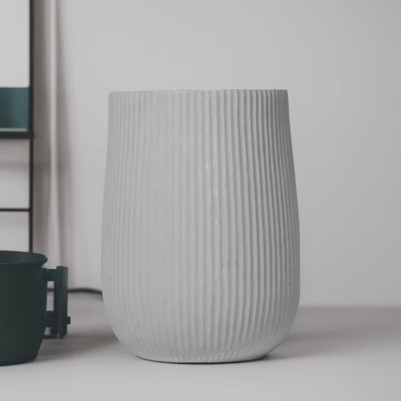 琴葉榕水泥盆栽 大盆栽 直條紋岩灰圓盆 落地盆栽禮 北歐極簡植栽