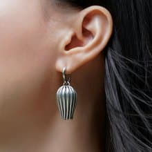 VISHI山脈925純銀原創設計氣質耳環瓜棱珠手工小眾復古民族風女