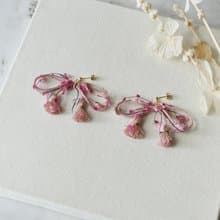 はる　タッセルつきリボンピアス・イヤリング/桜Pink