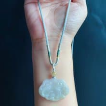 天然緬甸玉翡翠 如意狐狸 手工雕 招桃花守姻緣 禮物 天然 項鍊