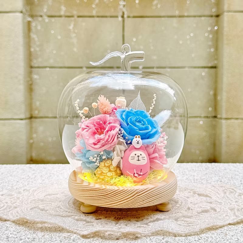 貓咪/達摩/公仔/招財/永生花/乾燥花/蘋果/夜燈/玻璃盅/玻璃罩