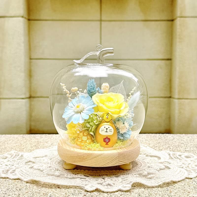 貓咪/達摩/公仔/招財/永生花/乾燥花/蘋果/夜燈/玻璃盅/玻璃罩