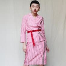 南瓜Vintage。古著 義大利製 Bottega Veneta 高級 條紋 外套