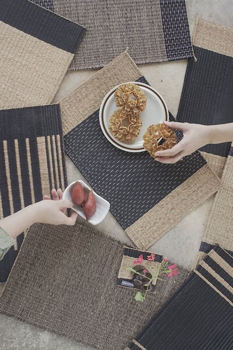 Set 2, Indigo Housewarming, Home Gifts, placemat, table mat, jute platemat