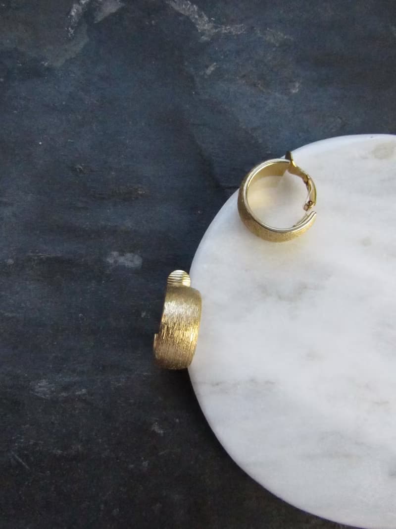 Vintage Matt Gold Finish Ear Clip Hoop Earrings