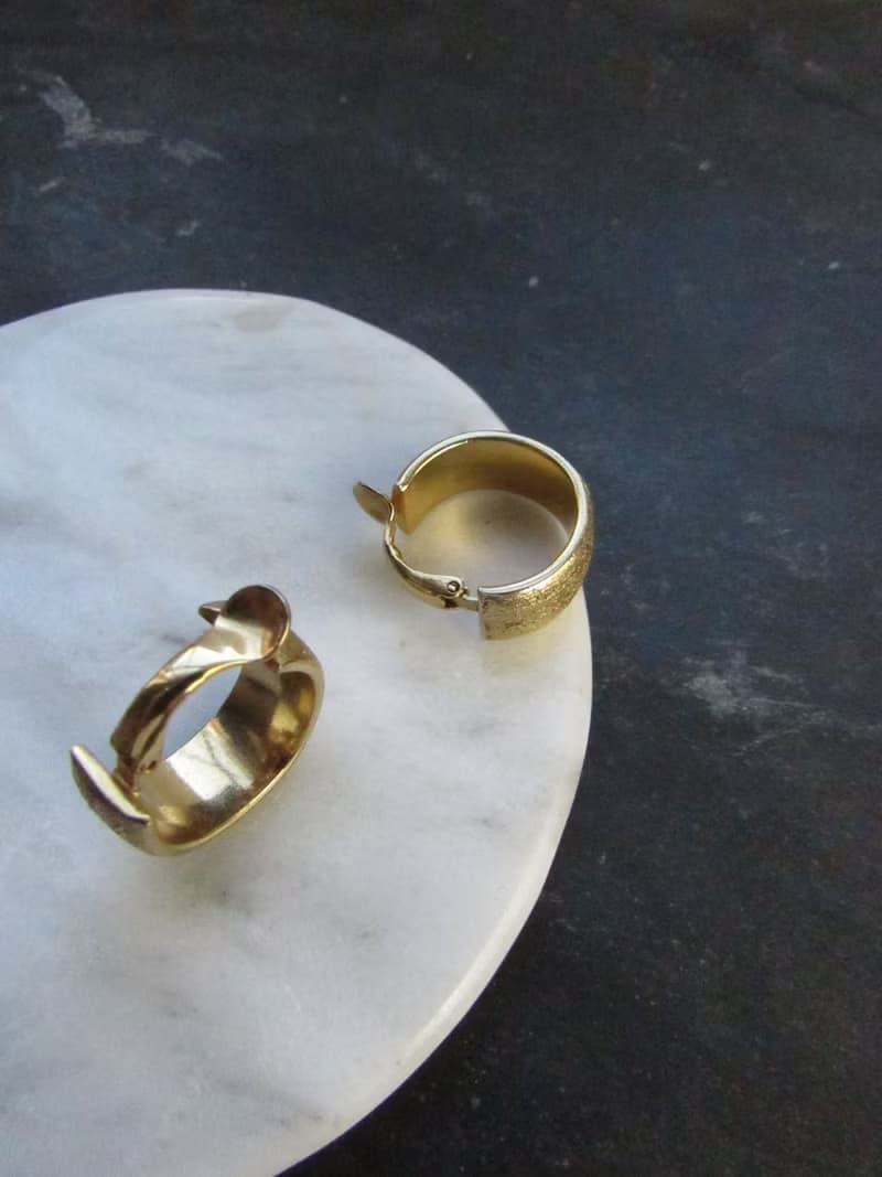 Vintage Matt Gold Finish Ear Clip Hoop Earrings