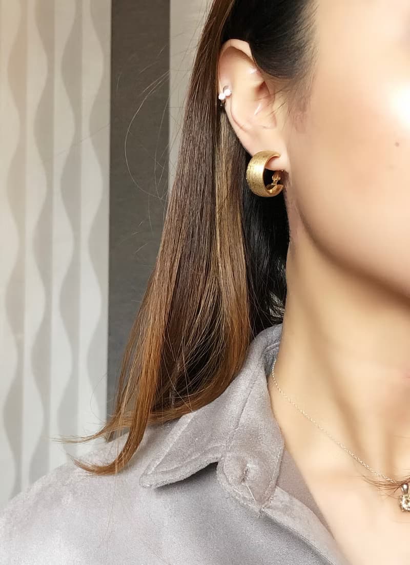 Vintage Matt Gold Finish Ear Clip Hoop Earrings