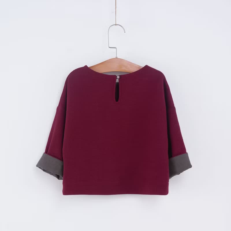 葛爾翻袖配色上衣