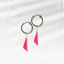 SV925SF*Fuchsia Pink Chalcedony Triangle pierced earring / earring