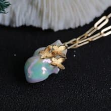 【我的心】獨特巴洛克珍珠陶瓷心髒炫彩項鏈鎖骨鏈