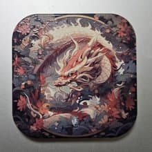 龍年 黑龍-晶雕吸水陶瓷杯墊