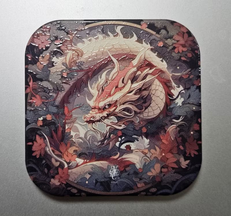 龍年 黑龍-晶雕吸水陶瓷杯墊