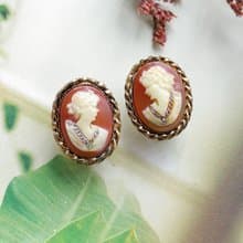 Vintage Jewelry 西洋古董飾品 西德製 CAMEO 典雅仕女 夾式耳環
