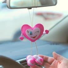 Funny ornament heart. Pink car decor. Hanging car mirror decor. Car accessories