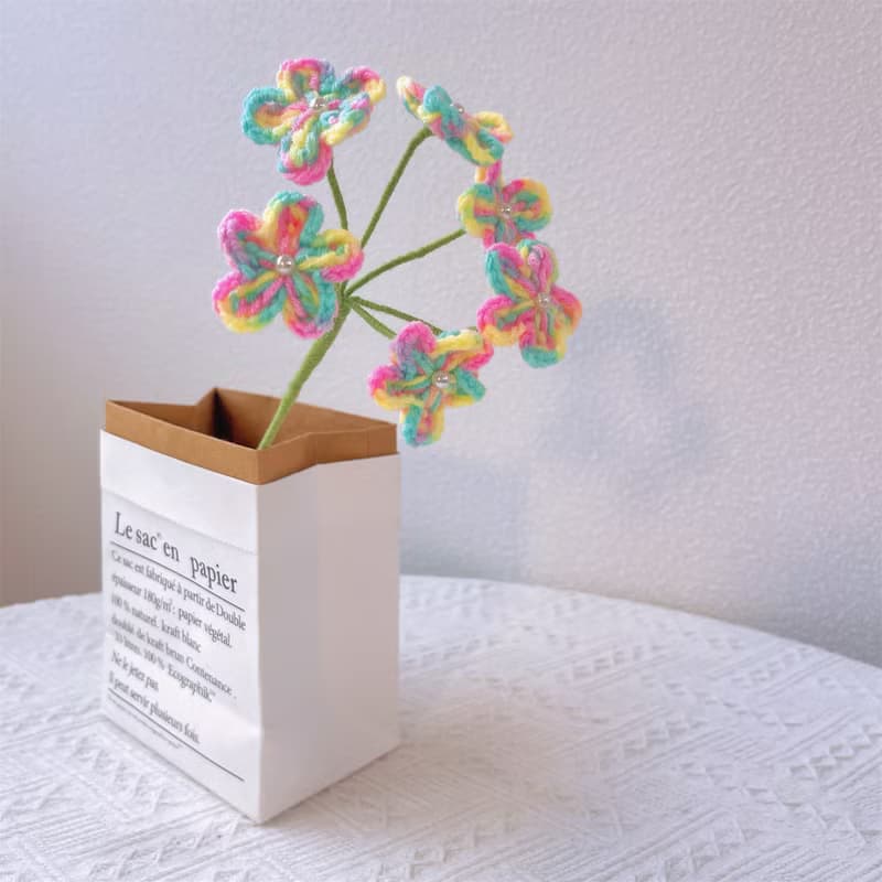 手作鉤織勿忘我永生花 編織花束