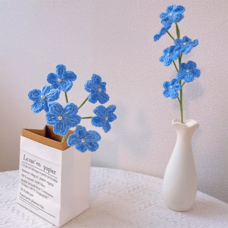 手作鉤織勿忘我永生花 編織花束