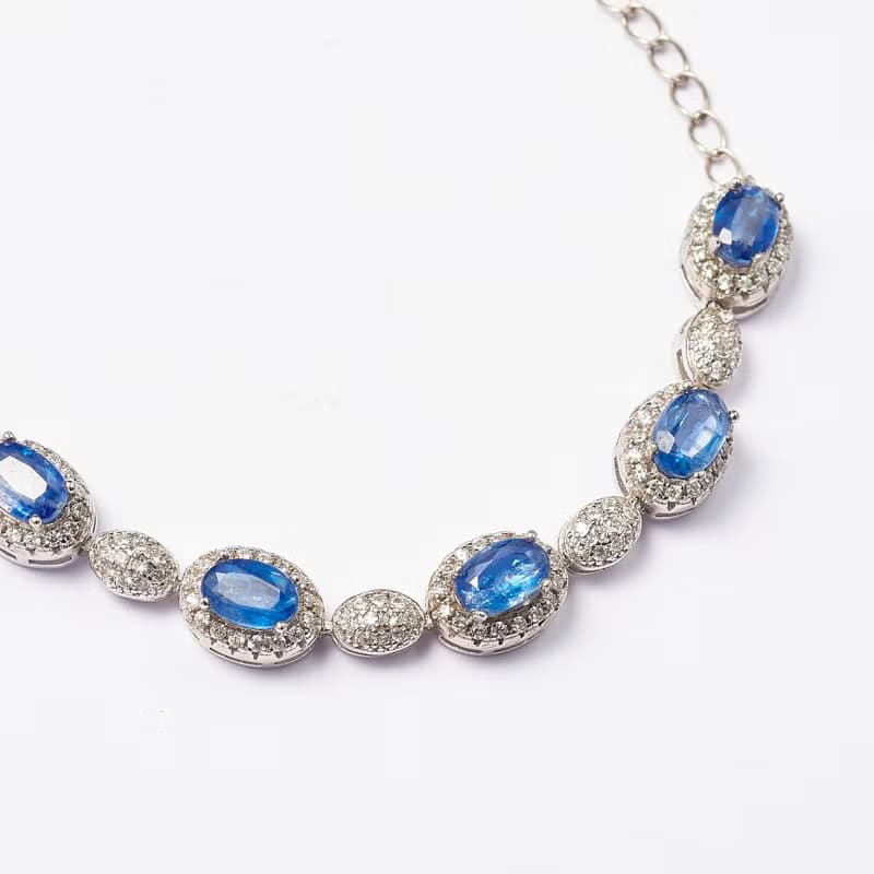 藍調時光|藍晶石 罕見 寶石級 切斷負面能量 寶石手鍊(小手圍)98