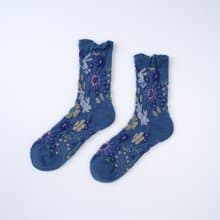 綠色星球/藍(M)-MIT設計中筒襪