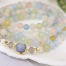 【108顆念珠系列】摩根石*海藍寶*月光石*貝殼珠*念珠多圈手串