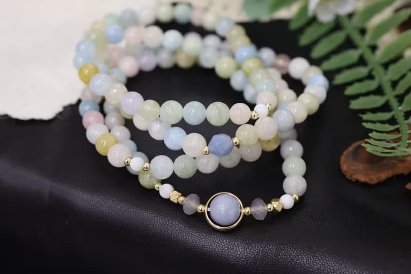 【108顆念珠系列】摩根石*海藍寶*月光石*貝殼珠*念珠多圈手串