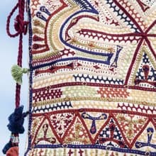 手工刺繡側背包 民族風包  波西米亞肩背包 boro刺繡包-草原風景