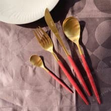 葡萄牙 Cutipol MIO紅金主餐四件組(刀叉匙+咖啡匙)