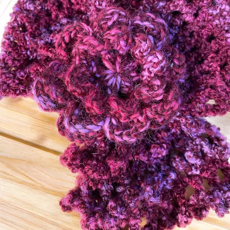 Handmade 立體花朵圍脖  星辰紫