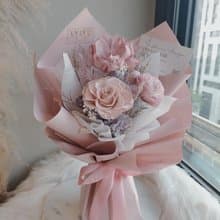 玫瑰淡粉永生花束/生日/送禮