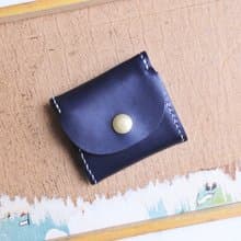 經典盒形零錢包-紺藍 NAVY 好好縫 皮革材料包 零錢包 意大利植鞣