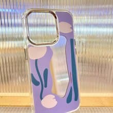 iPhone 16| 粉紫色玫瑰Blossom鏡面手機殼 | 幾何植物花朵圖案