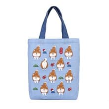 Kusuguru Japan 肩背包 日本限定和風圖樣A4帆布托特包柴尻君淺藍