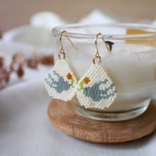 串珠耳飾_水滴/青鳥/beading earing