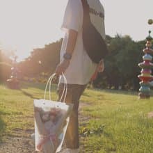 DAY OFF 愉快假期 花束專用梯形提袋 乾燥花 提袋 透明 永生花
