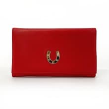 【日本直送 中古美品】グッチ GUCCI 長財布 二つ折り財布 がま口 035・6416・1720・0 ホースシュー レザー レッド ゴールド金具 ヴィンテージ
