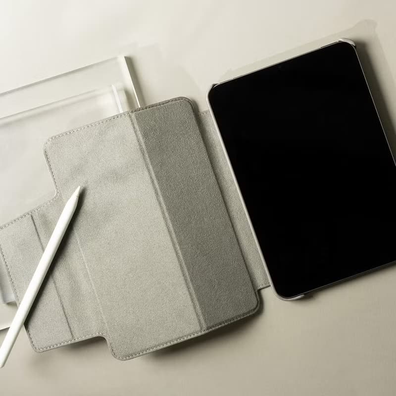 iPad mini 書本式皮革保護套 - 礫石灰