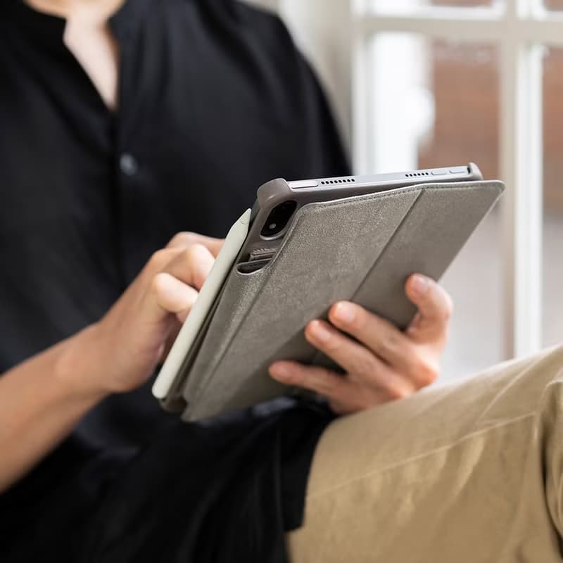iPad mini 書本式皮革保護套 - 礫石灰