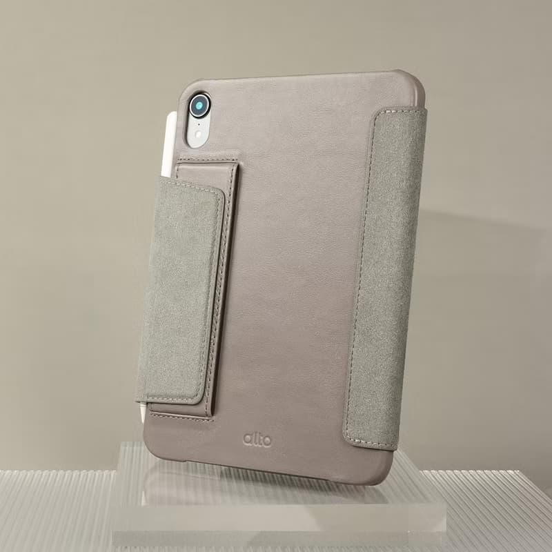 iPad mini 書本式皮革保護套 - 礫石灰