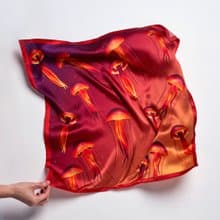 Ocean Silk Satin Scarf (Jellyfish), Pure Silk Satin, Square Scarf