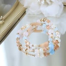 馬爾他的夏天/海藍寶/橙月光石/粉晶/磁扣設計雙圈水晶手鍊