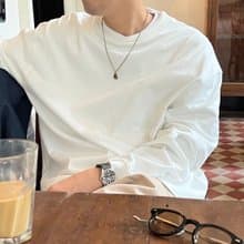 T-SHIRT 雙層V領秋冬季基本款長袖TEE恤 超舒適面料寬鬆質感設計