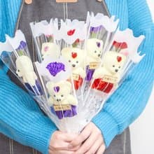 單支康乃馨香皂花 小熊款 (4色可挑) 康乃馨花束 媽媽 母親  花束