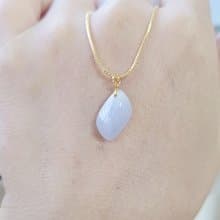 【親翠】天然翡翠 冰粉紫葉型原石18K金釦頭鎖骨鏈