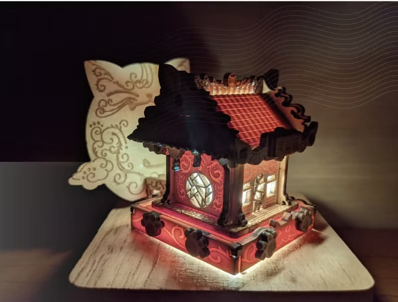 中式 廟宇 手作模型 迷你建築 雕塑 展示模型 Miniature Shrine