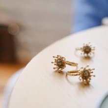 叢花耳骨夾 黃銅厚鍍18K金  施華洛世奇 SWAROVSKI 水晶珍珠