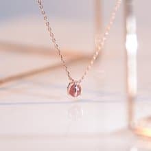 草莓晶鬱金香純銀項鍊 | 天然石水晶項鍊。好人緣。愛情石。