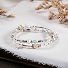 金髮晶 白水晶 珍珠 拉長石 堇青石 磷灰石 925銀 手鍊