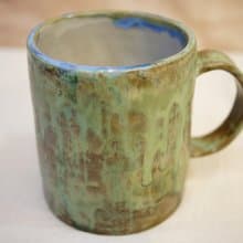 手作大容量馬克杯 綠湖岸 350ml  咖啡杯 陶杯 茶杯