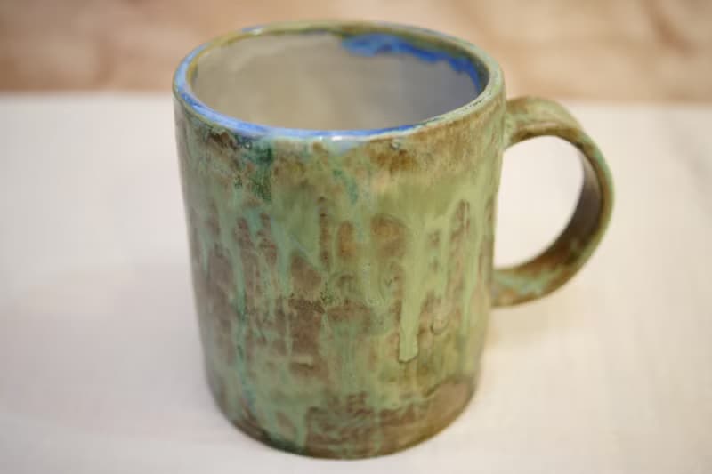 手作大容量馬克杯 綠湖岸 350ml  咖啡杯 陶杯 茶杯