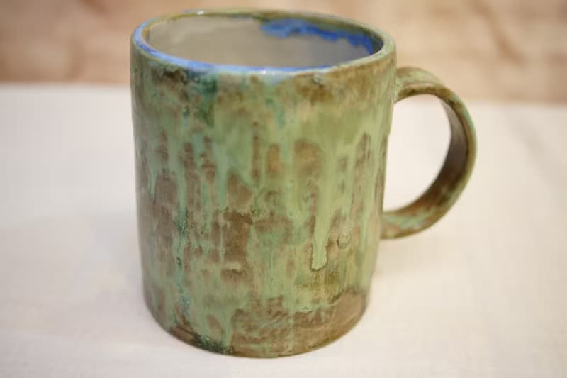 手作大容量馬克杯 綠湖岸 350ml  咖啡杯 陶杯 茶杯